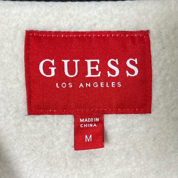 GUESS Men's Black and Cream Crewneck‎ Sweatshirt with Logo Size Medium - Picture 2 of 8